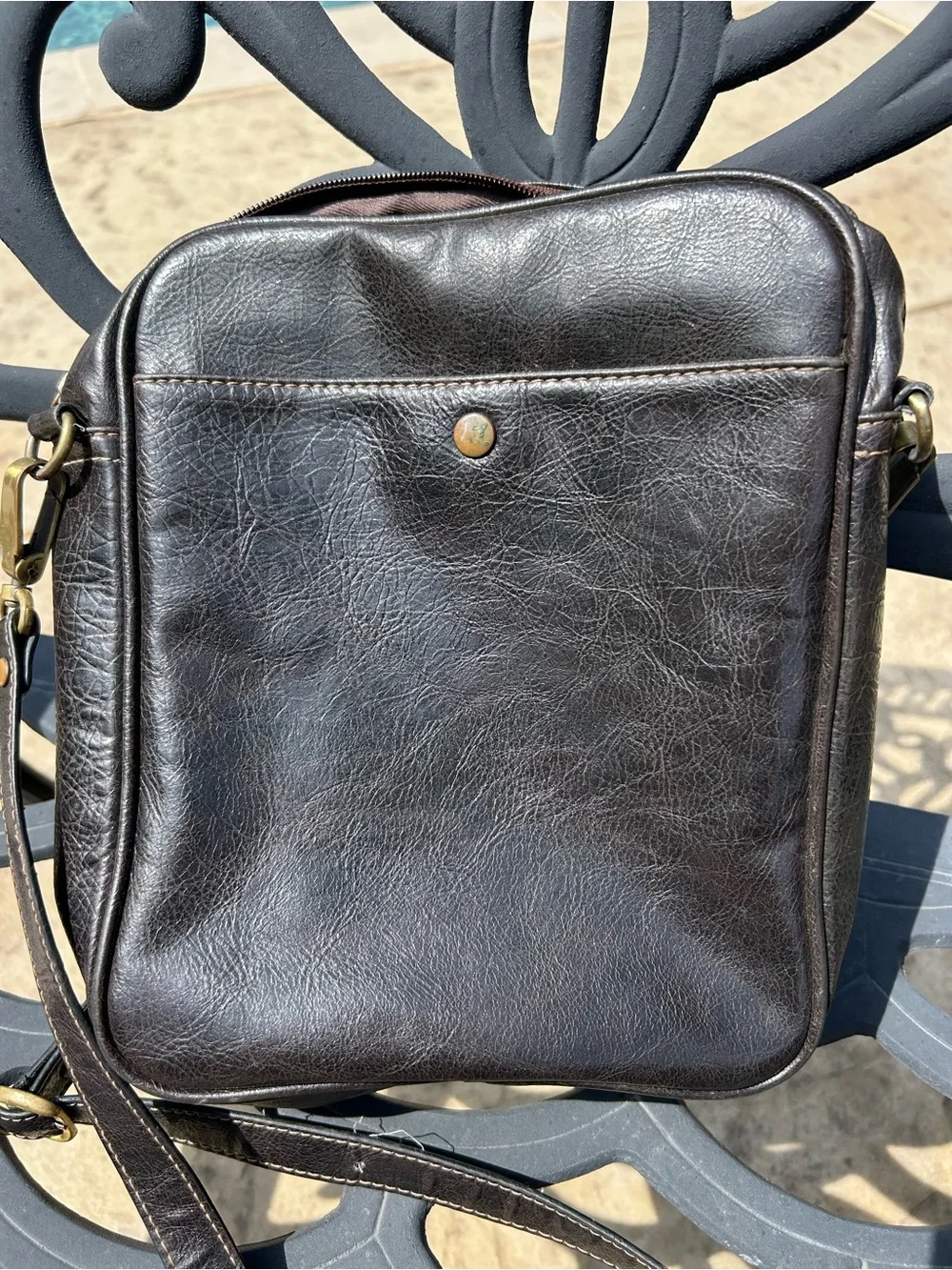 Men's Crossbody Leather Bag in Dark Brown